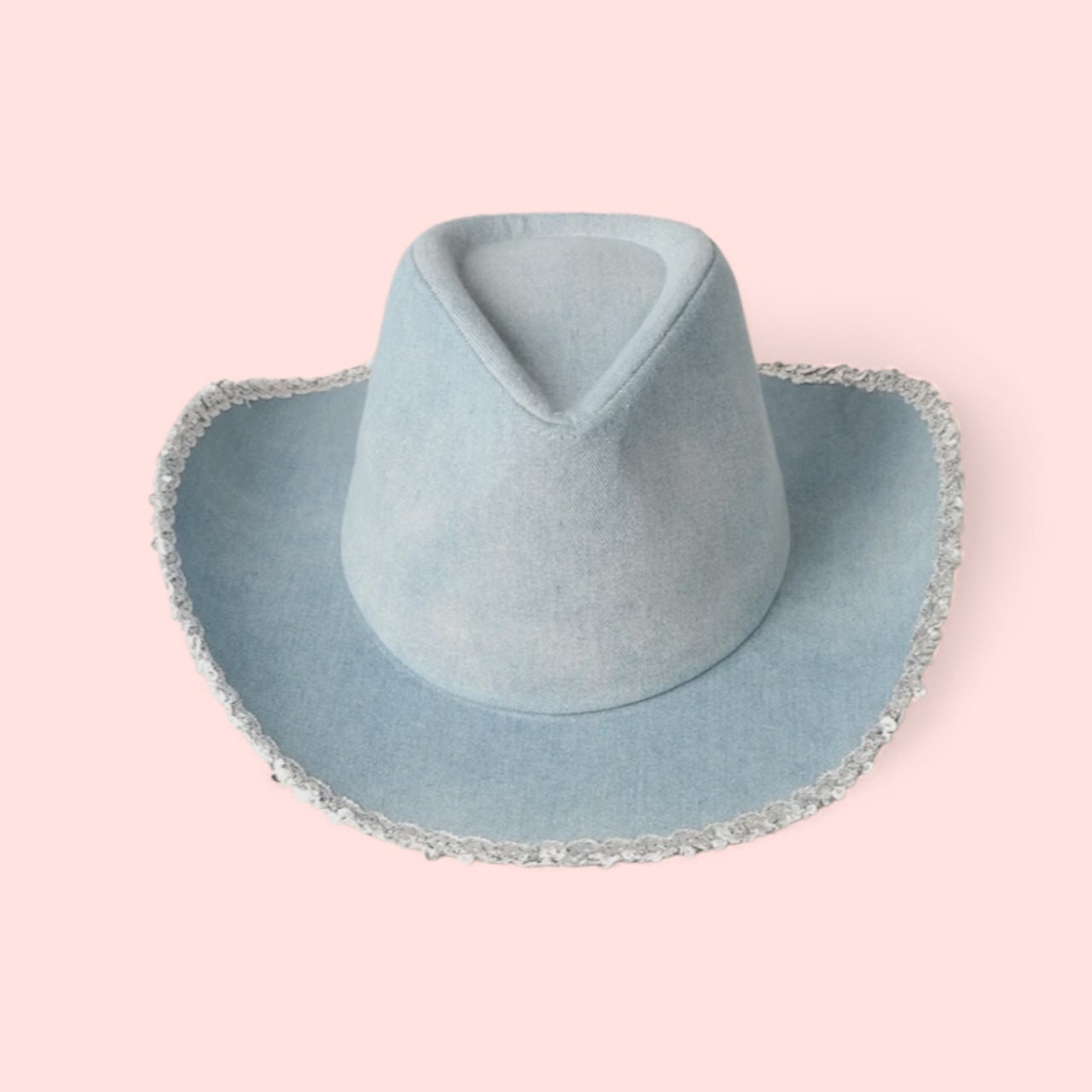 Denim Hoedown Hat with Sliver Sequins Trim