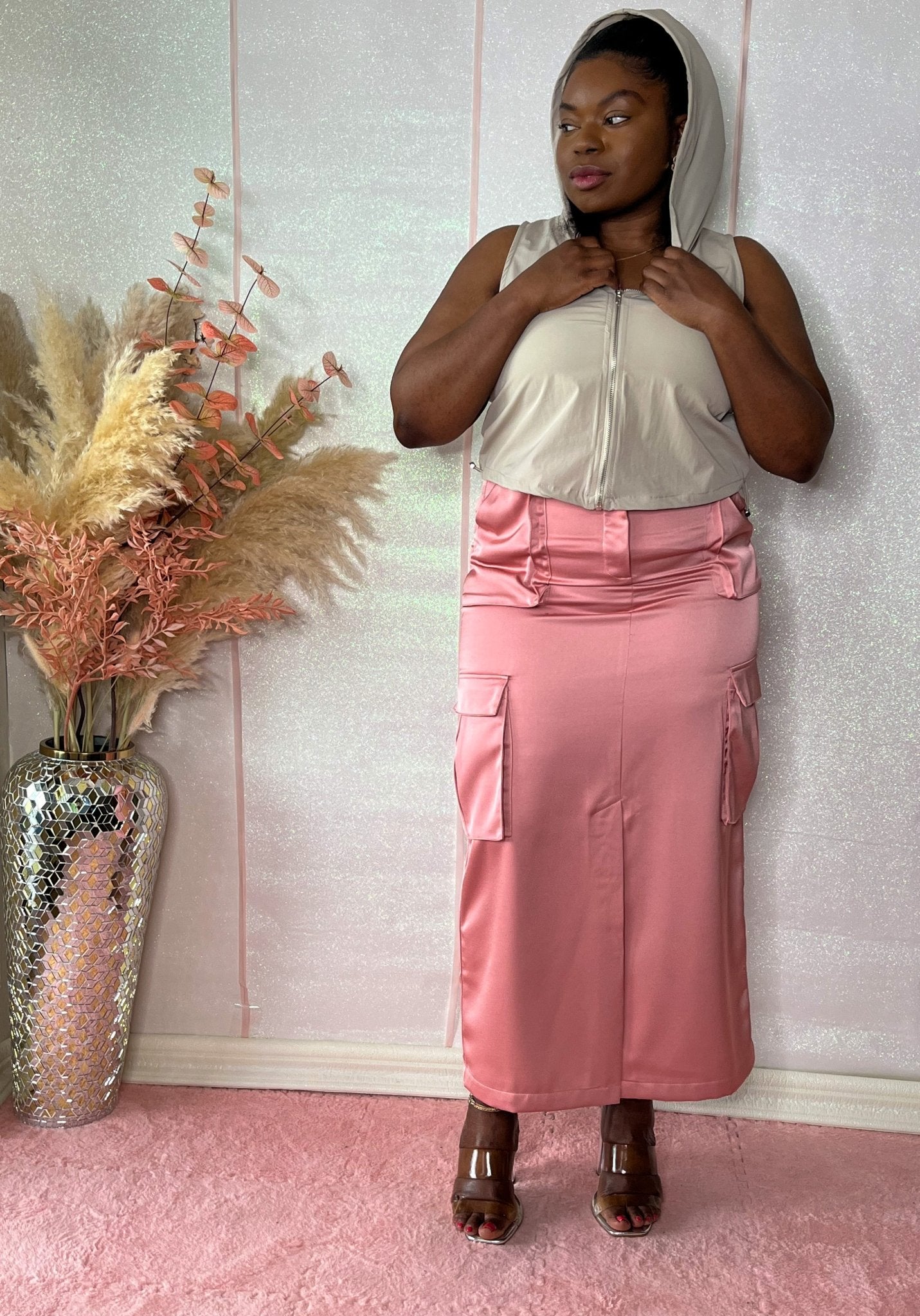 Cargo Satin Skirt - House Of Mone