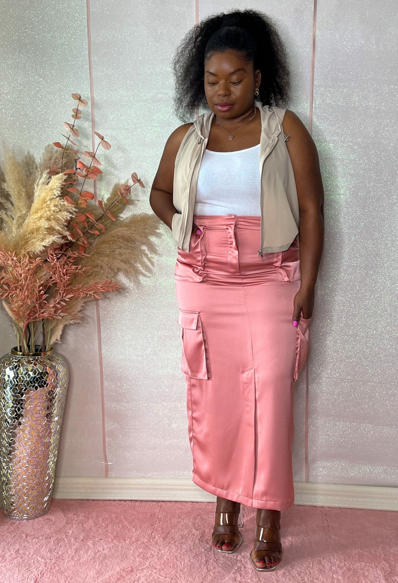 Cargo Satin Skirt - House Of Mone