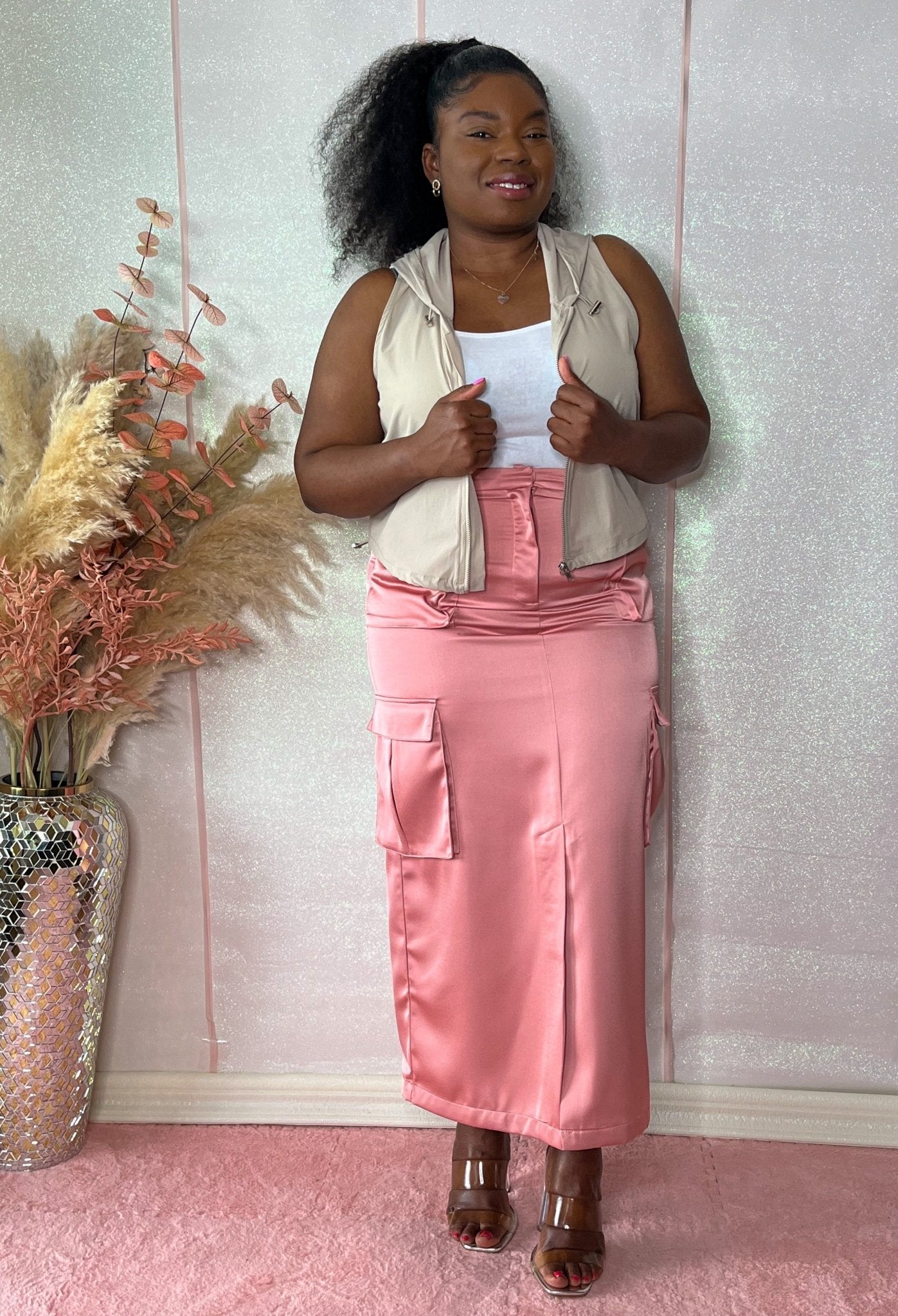 Cargo Satin Skirt - House Of Mone