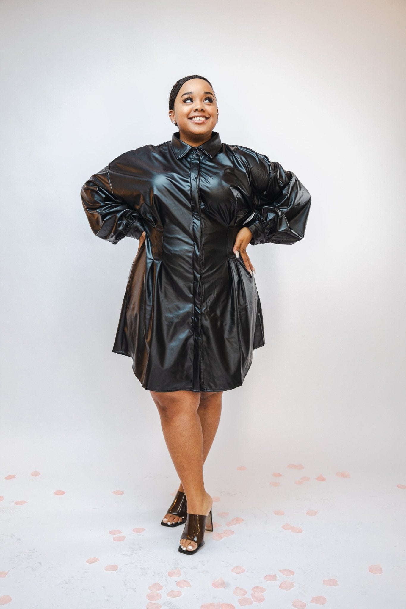 Miss Fit & Flare |Leather Fit and Flare Dress