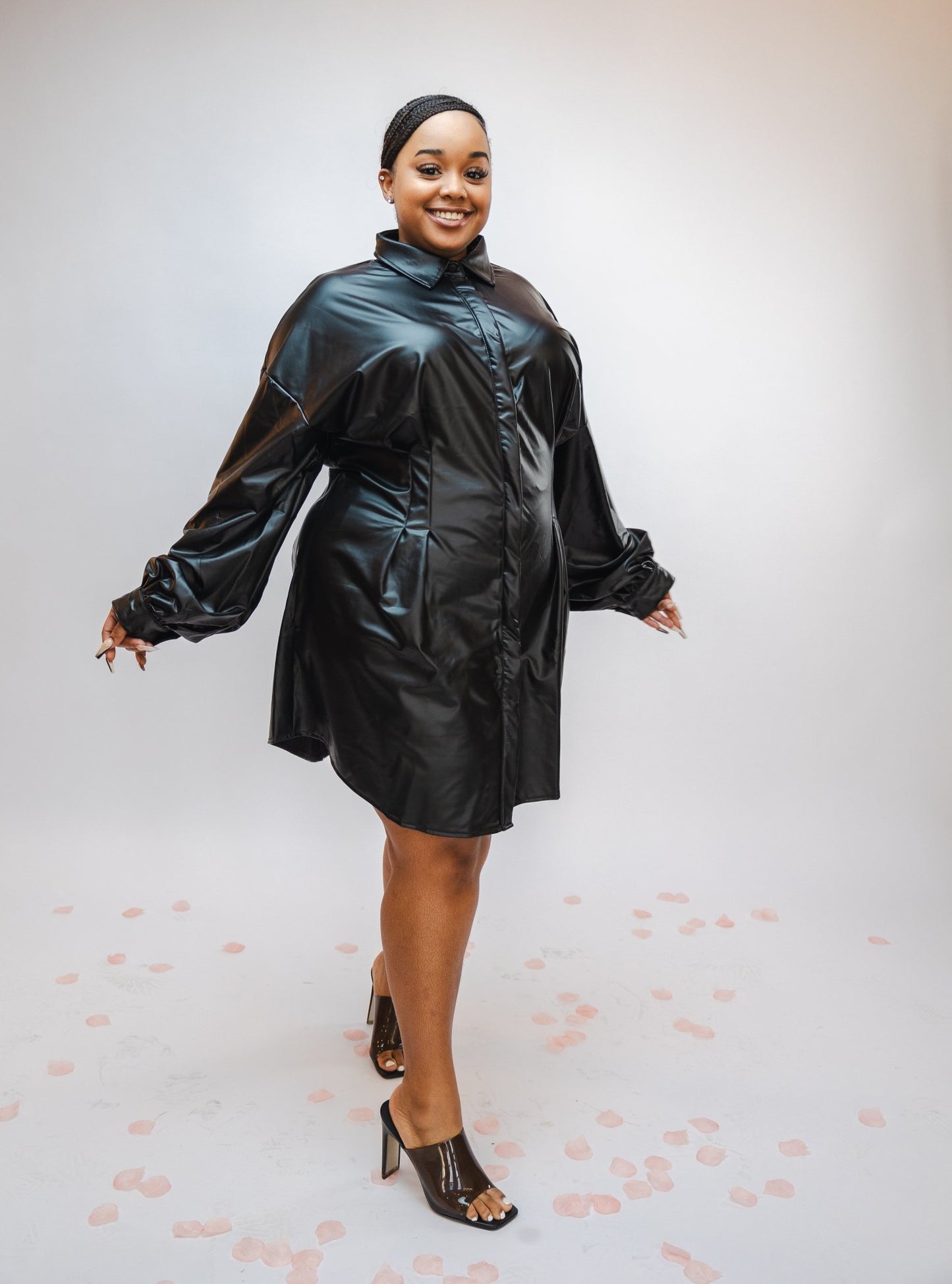Miss Fit & Flare |Leather Fit and Flare Dress