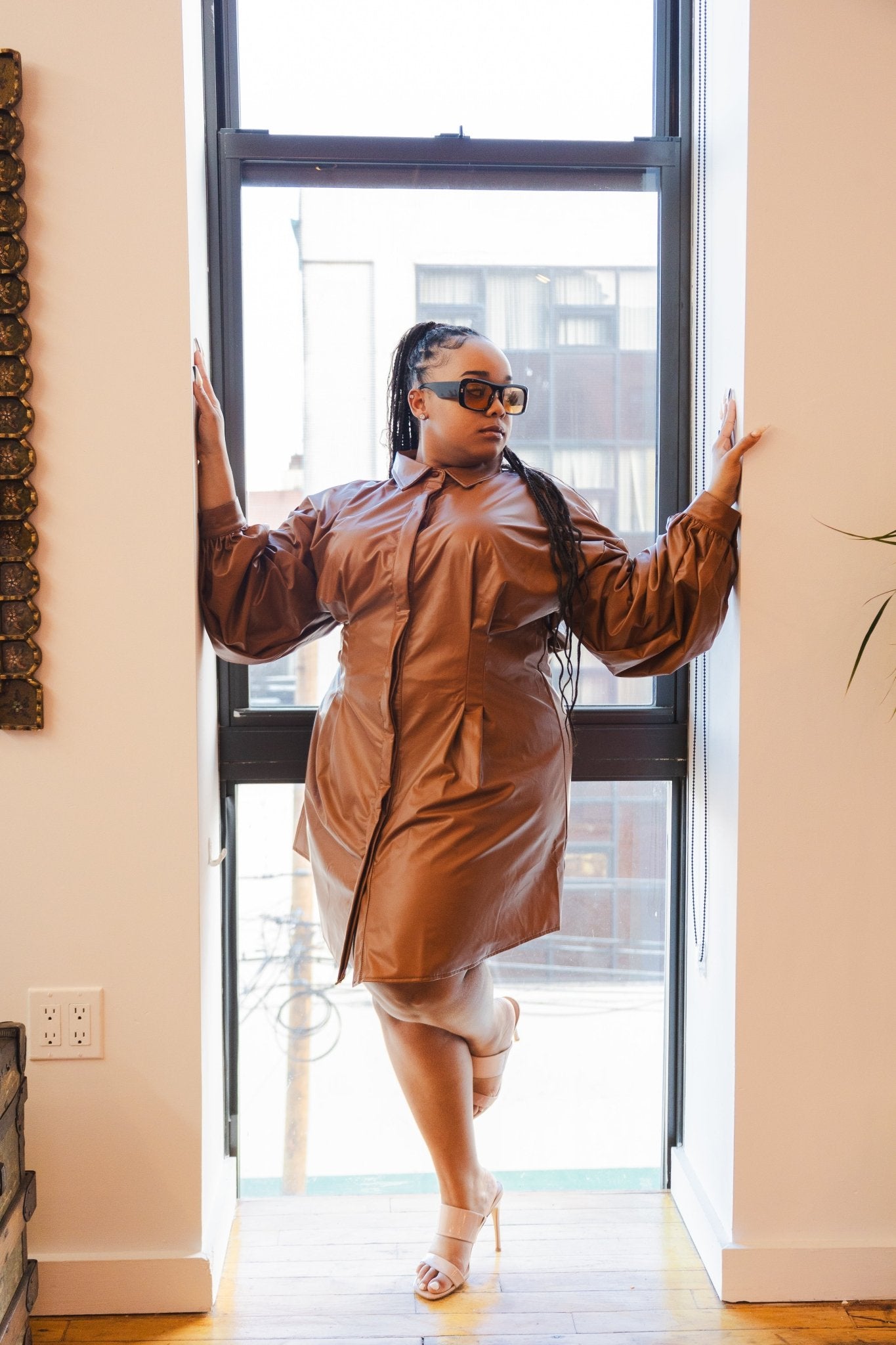 Miss Fit & Flare |Leather Fit and Flare Dress