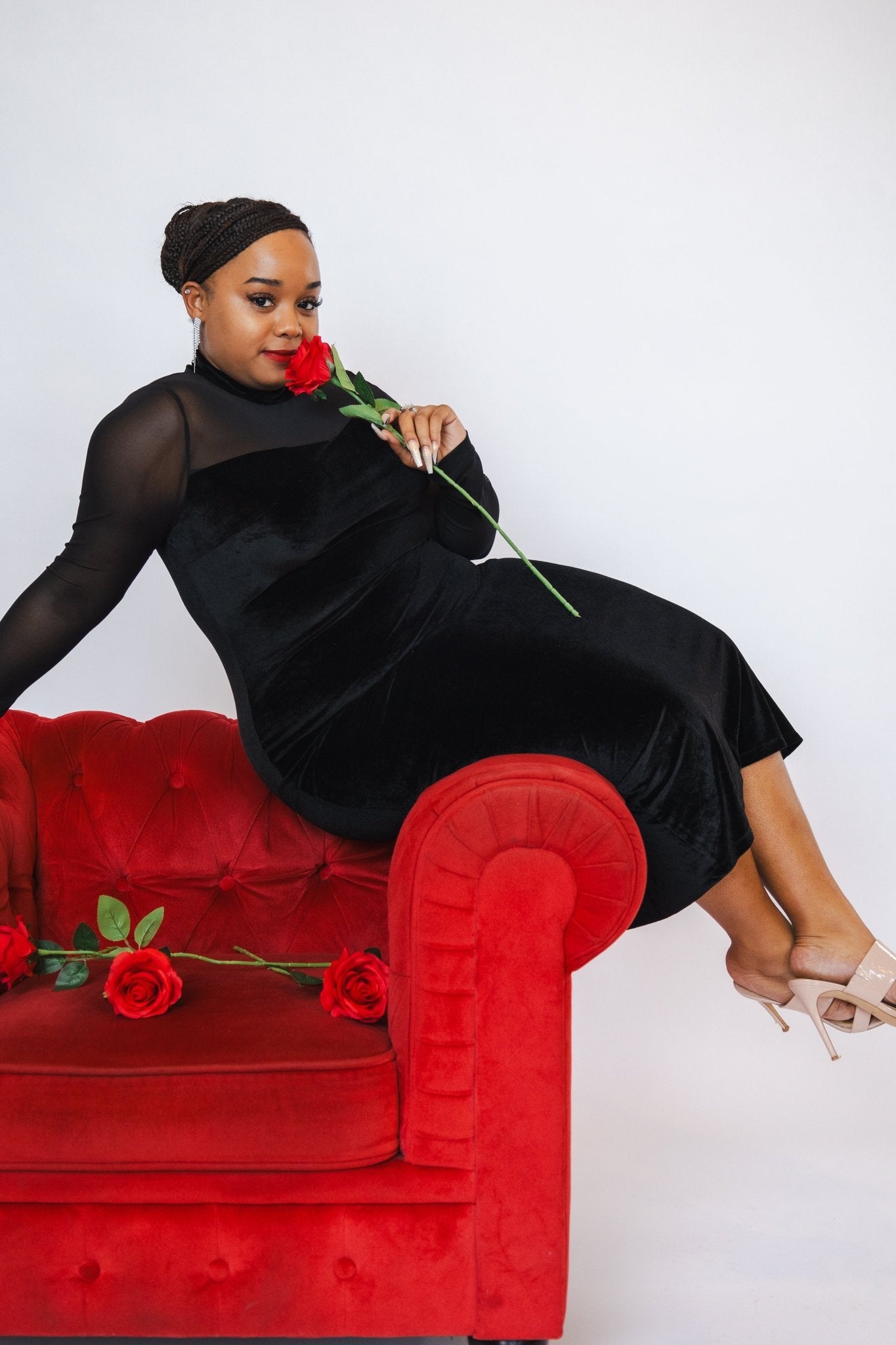 Sleek LBD | Sheer Sleeve Velvet Dress