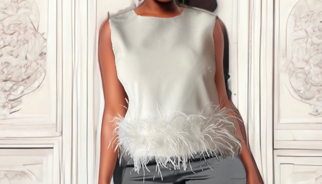 Feather Flair | White Feather Hem Top