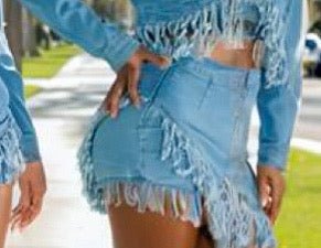 Shaggy Chic |Denim Skort Set - House Of Mone